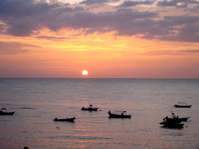 sunset in popular gay resort town puerto vallarta on los muertos